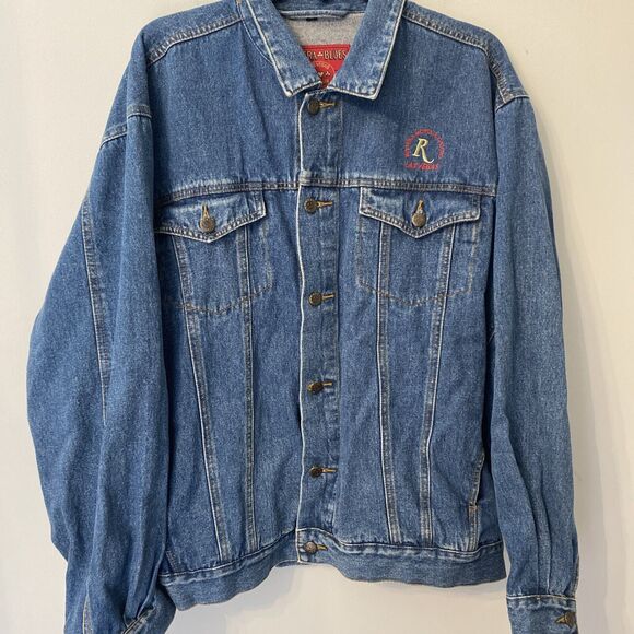 VTG Jean Jacket Riviera Las Vegas Hotel Casino Blue Denim Size L Embroidered - Picture 3 of 6
